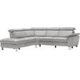 ECKSOFA in Flachgewebe, Mikrofaser Hellgrau  - Beige/Hellgrau, Design, Textil/Metall (242/271cm) - Cantus