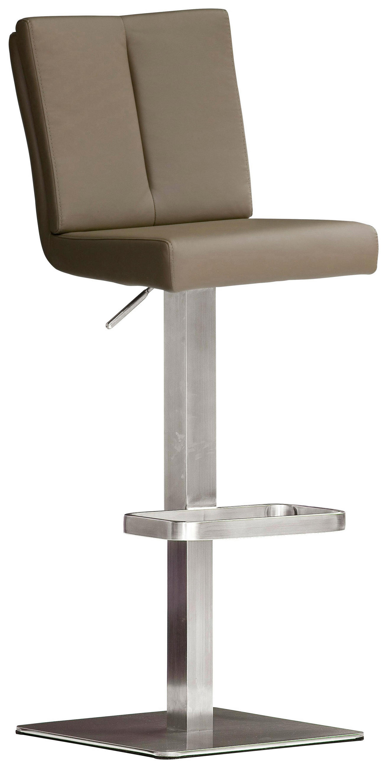 Barhocker in Metall, Textil Braun, Edelstahlfarben