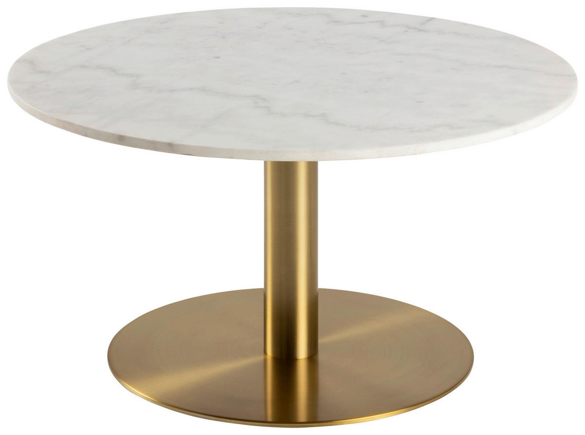 MĂSUȚĂ DE CAFEA din metal, piatră 80/80/45 cm   - alb/alămiu, Trend, metal/piatră (80/80/45cm) - MID.YOU
