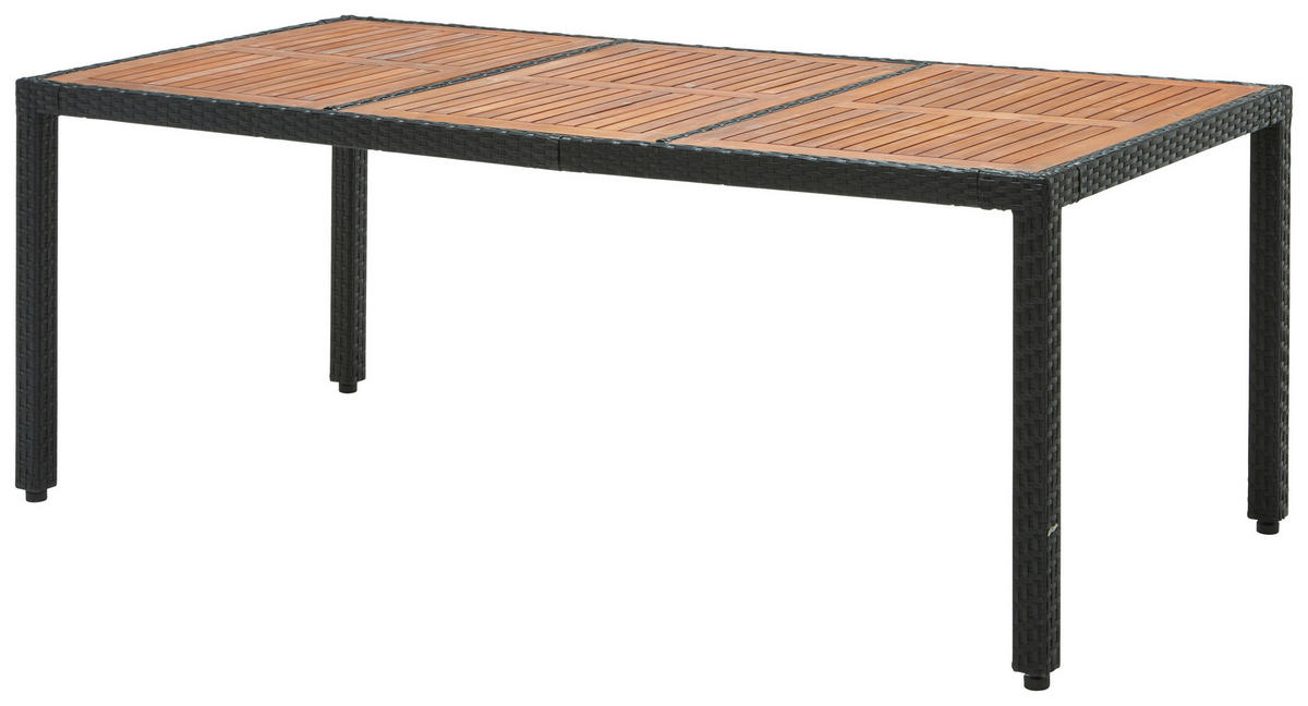 GARTENTISCHGRUPPE Akazie Hartholz Stahl  - Creme/Schwarz, Design, Holz/Kunststoff - Ambia Garden