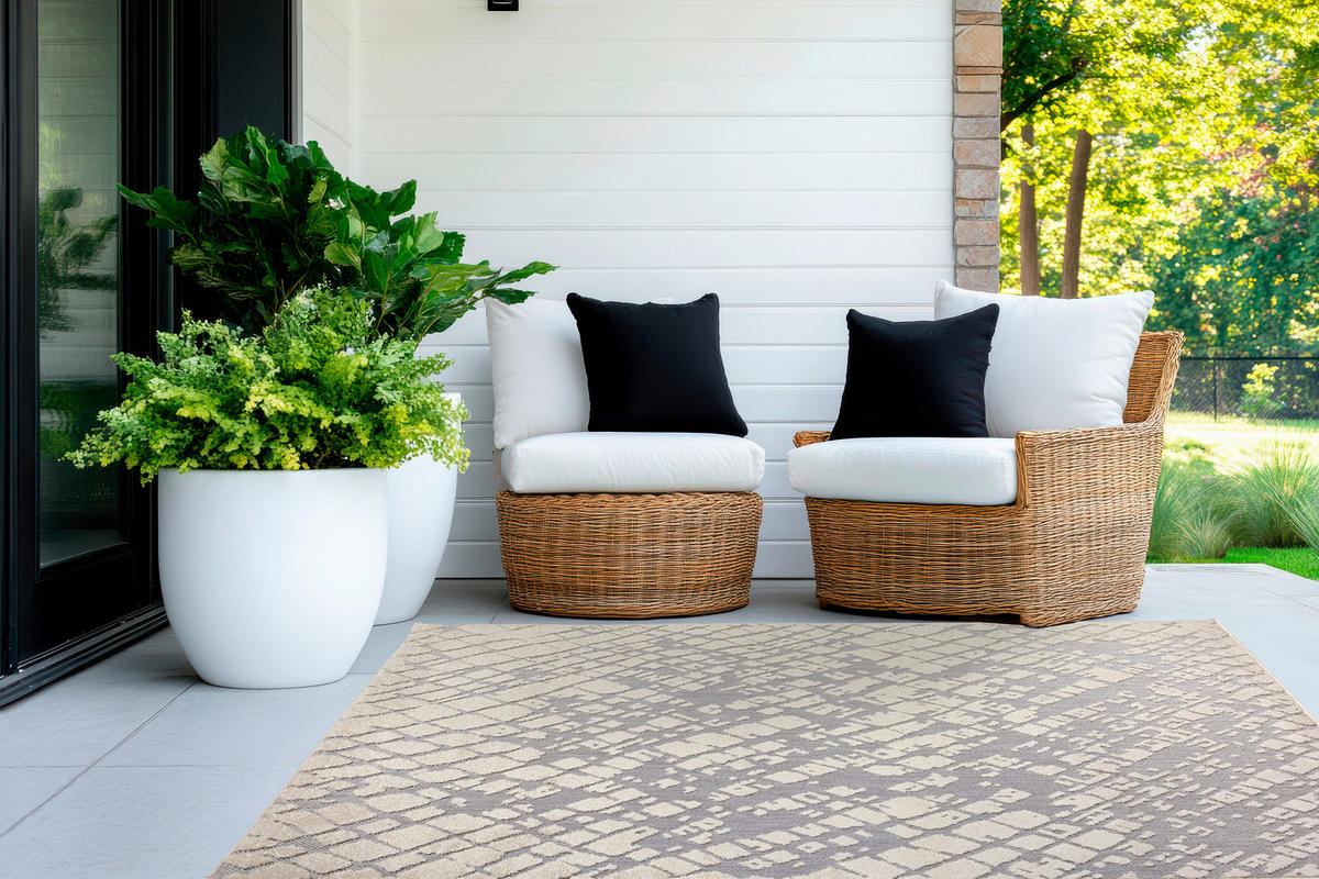 OUTDOORTEPPICH  für Terrasse und Balkon 160/230 cm Serina Grau, Weiß  - Weiß/Grau, Basics, Kunststoff (160/230cm) - Astra