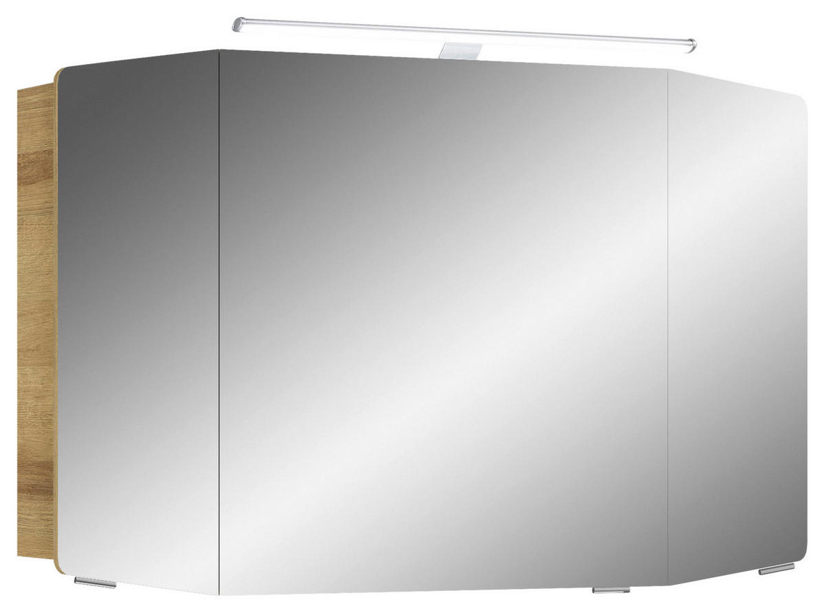 SPIEGELSCHRANK 100/67/17 cm  - Chromfarben/Eichefarben, KONVENTIONELL, Glas/Holzwerkstoff (100/67/17cm) - Pelipal