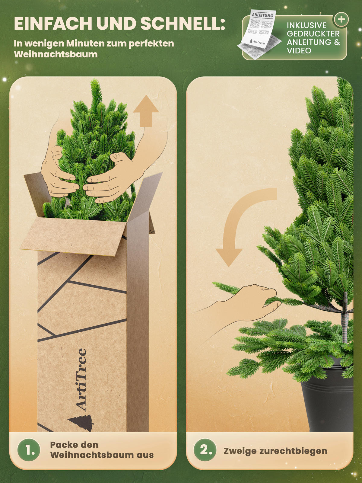 WEIHNACHTSBAUM  - Anthrazit/Grün, Basics, Kunststoff/Metall (37/40cm)