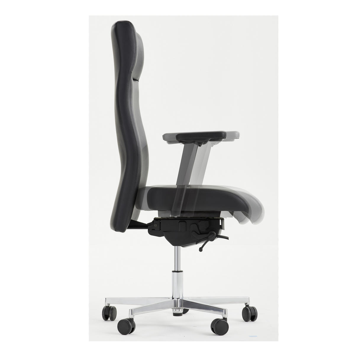 CHEFSESSEL Schwarz  - Schwarz, Design, Leder/Kunststoff (80/115-124/80cm) - Topstar