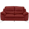 2,5-SITZER Kombination Echtleder/Lederlook Rot  - Silberfarben/Rot, Design, Leder/Metall (216/97/95-151cm) - Livetastic