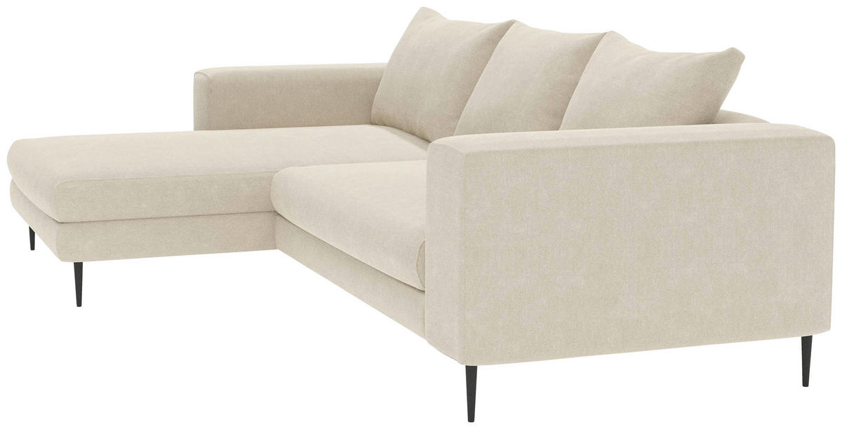 ECKSOFA in Struktur Beige  - Beige/Schwarz, Modern, Textil/Metall (170/275cm) - Trendmanufaktur