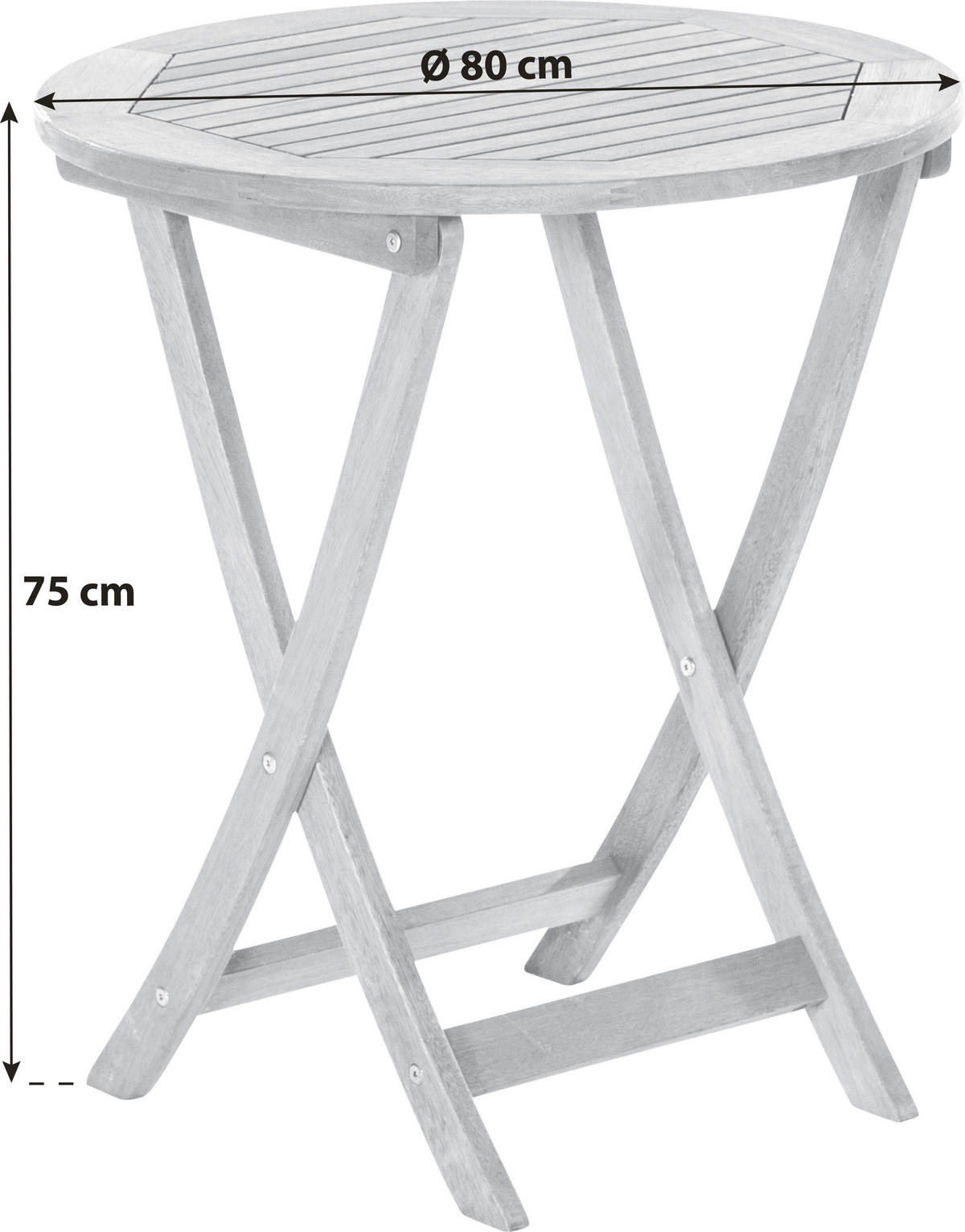 GARTENKLAPPTISCH 80/75/80 cm Holz Naturfarben rund  - Naturfarben, KONVENTIONELL, Holz (80/75/80cm) - Gardenson