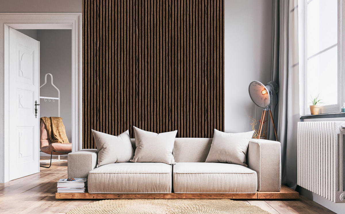 AKUSTIKPANEEL Gerecon Walnuss furniert 57.25/1.9/267 cm  - Walnussfarben, KONVENTIONELL, Holzwerkstoff/Textil (57.25/1.9/267cm)