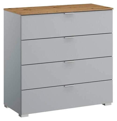 KOMMODE 80/81/42 cm  in Grau, Eichefarben  - Eichefarben/Alufarben, Trend, Holzwerkstoff/Kunststoff (80/81/42cm) - Stylife
