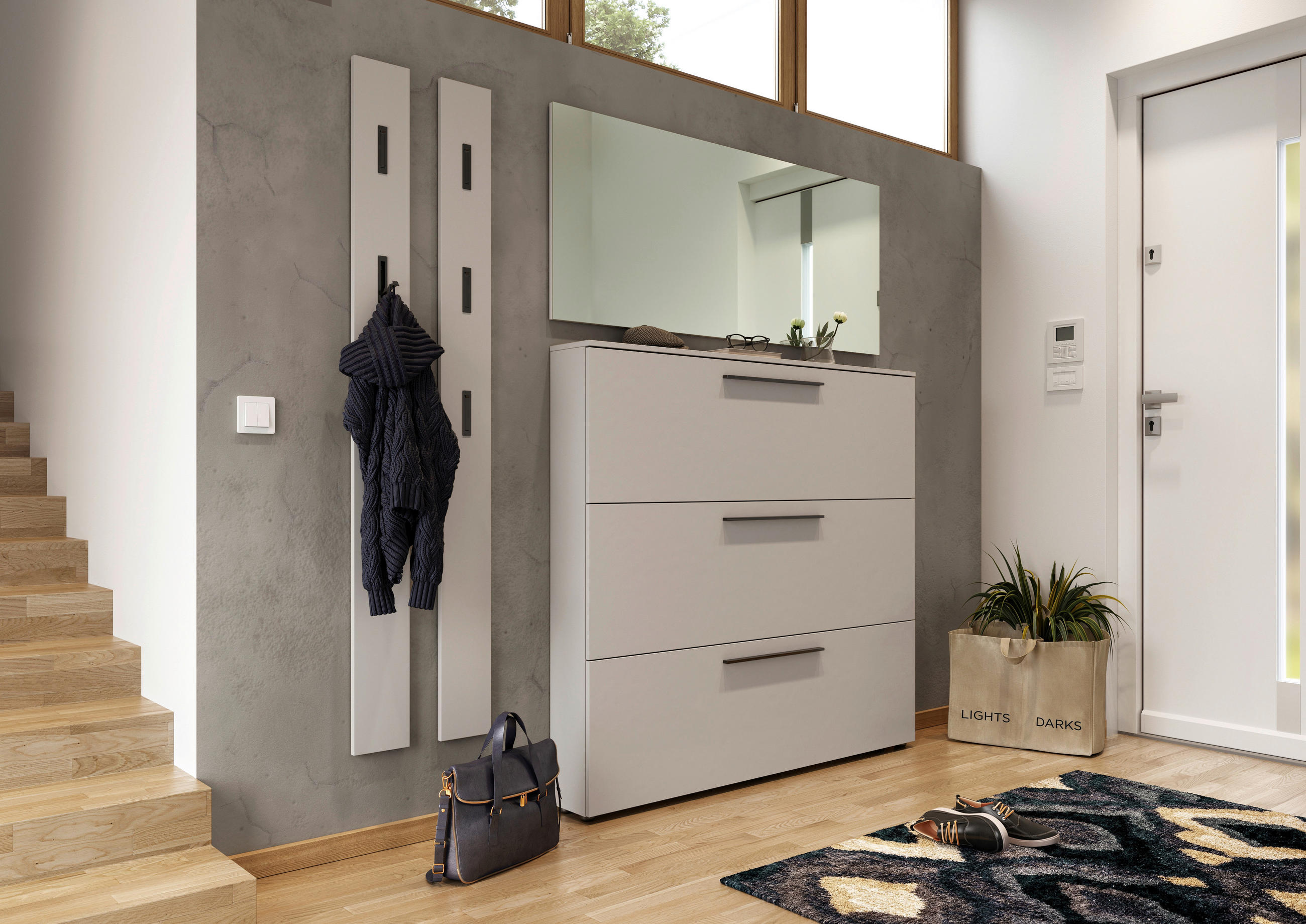 GARDEROBE 4-teilig in 185/200/19 cm - Kaschmir, Basics, Glas/Holzwerkstoff (185/200/19cm)