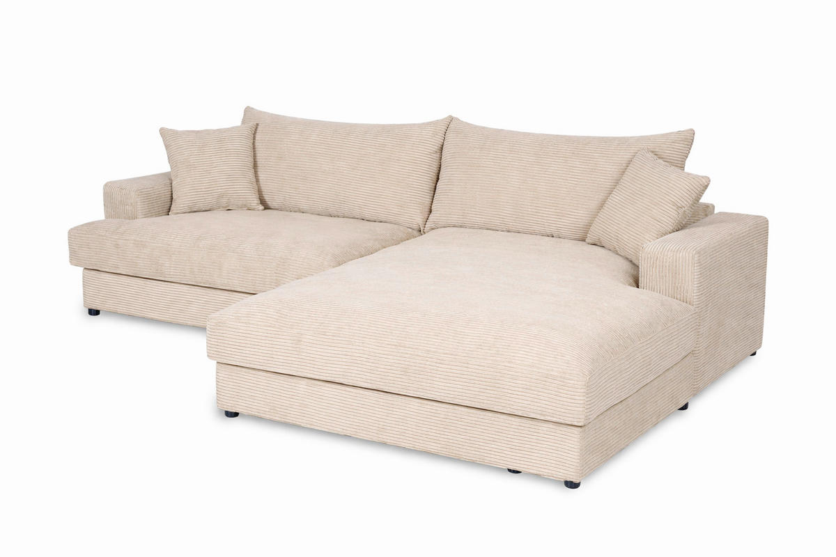 SJEDEĆA GARNITURA drvo, tekstil, drvni materijal  bež   - bež/crna, Moderno, drvni materijal/drvo (267/184cm) - Ti'me