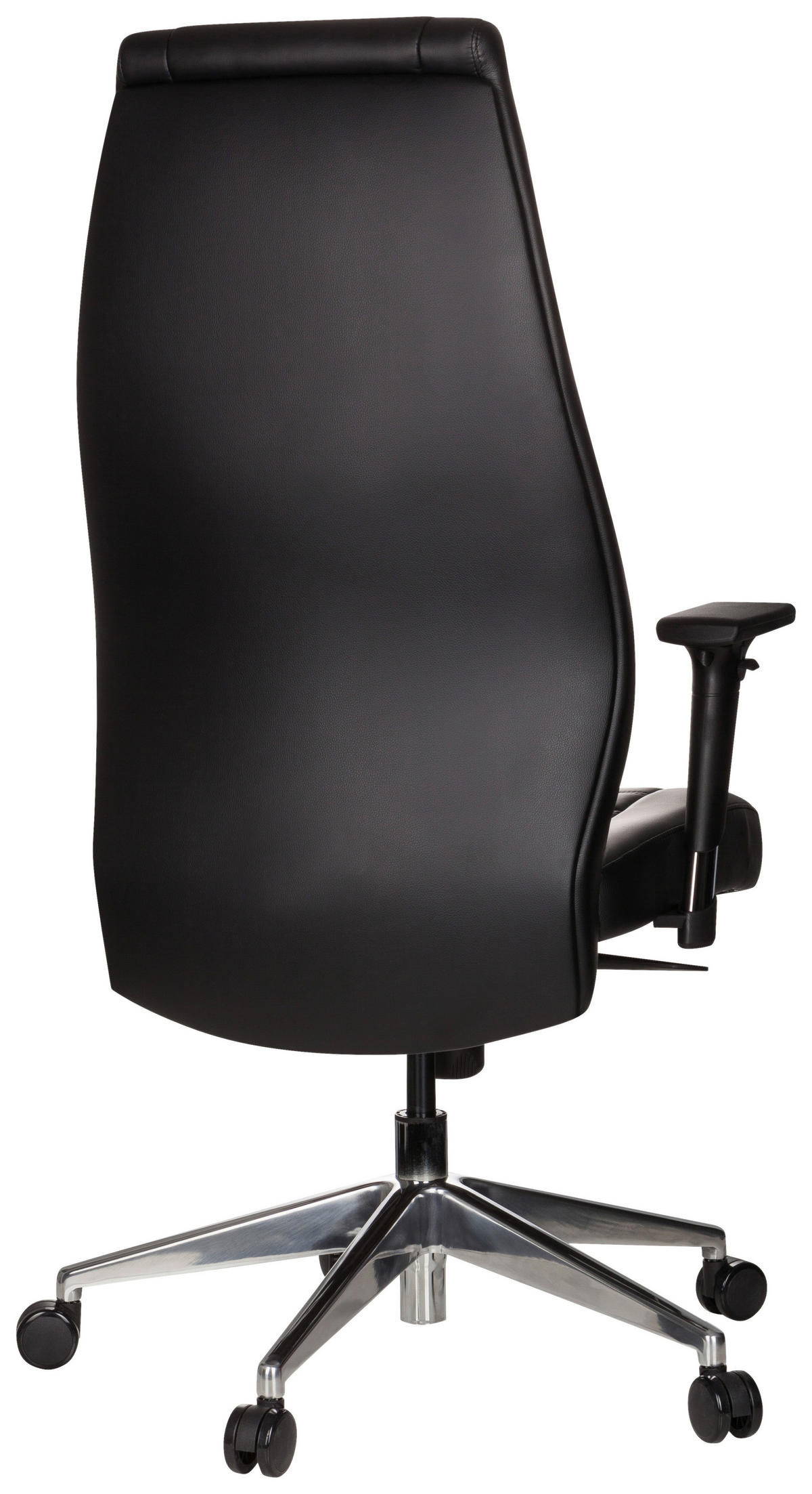 CHEFSESSEL Lederlook Schwarz  - Silberfarben/Schwarz, Basics, Kunststoff/Textil (65/133/65cm) - MID.YOU