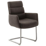 ARMLEHNSTUHL  in Edelstahl Webstoff  - Edelstahlfarben/Cappuccino, Design, Textil/Metall (61/90/64cm) - Dieter Knoll