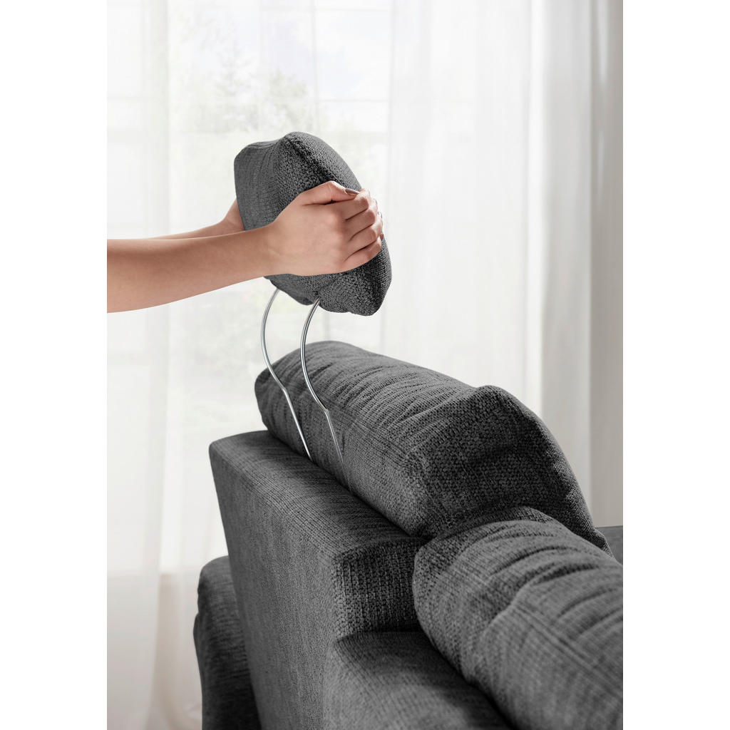 Thumbnail - Livetastic Ecksofa, Anthrazit, Textil, Buche, 4-Sitzer, Füllung: Schaumstoff, L-Form, Ottomane rechts, 250x176 cm, Liege...