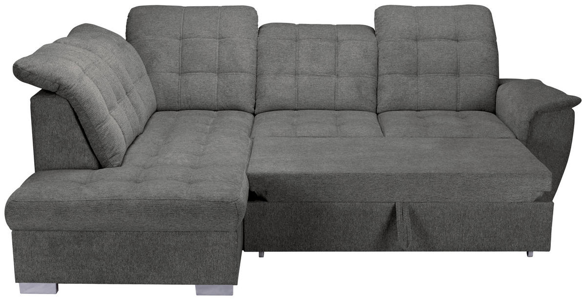 ECKSOFA Graubraun Chenille  - Chromfarben/Graubraun, KONVENTIONELL, Kunststoff/Textil (205/260cm) - Carryhome