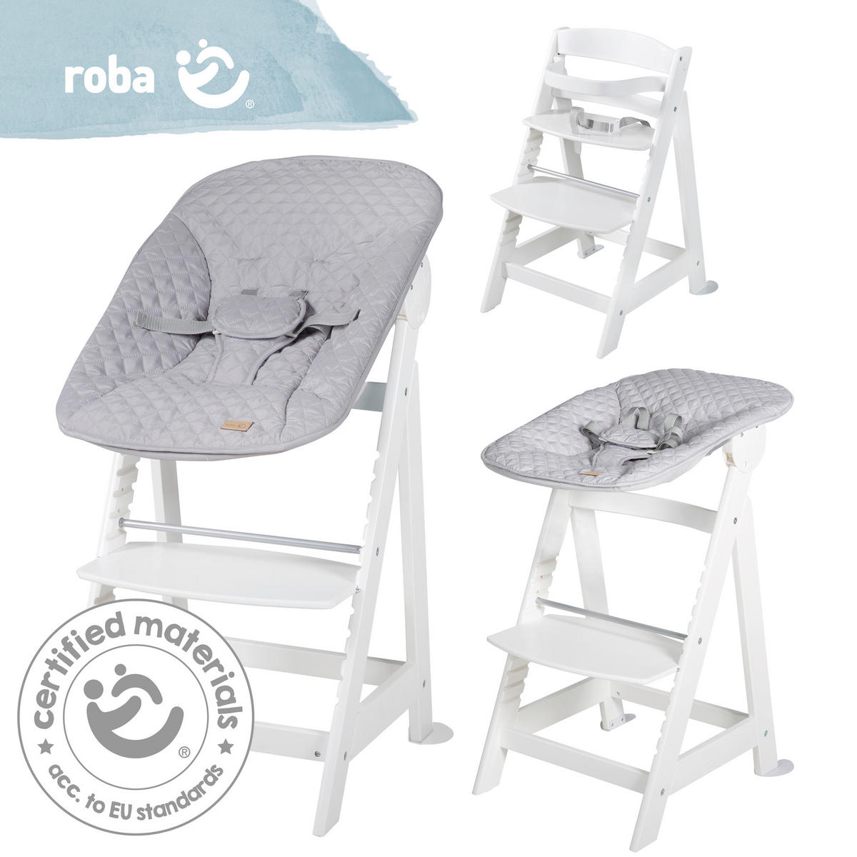 HOCHSTUHL roba Style BornUp  - Silberfarben/Weiß, Basics, Holzwerkstoff/Textil (52/94/66,5cm) - Roba