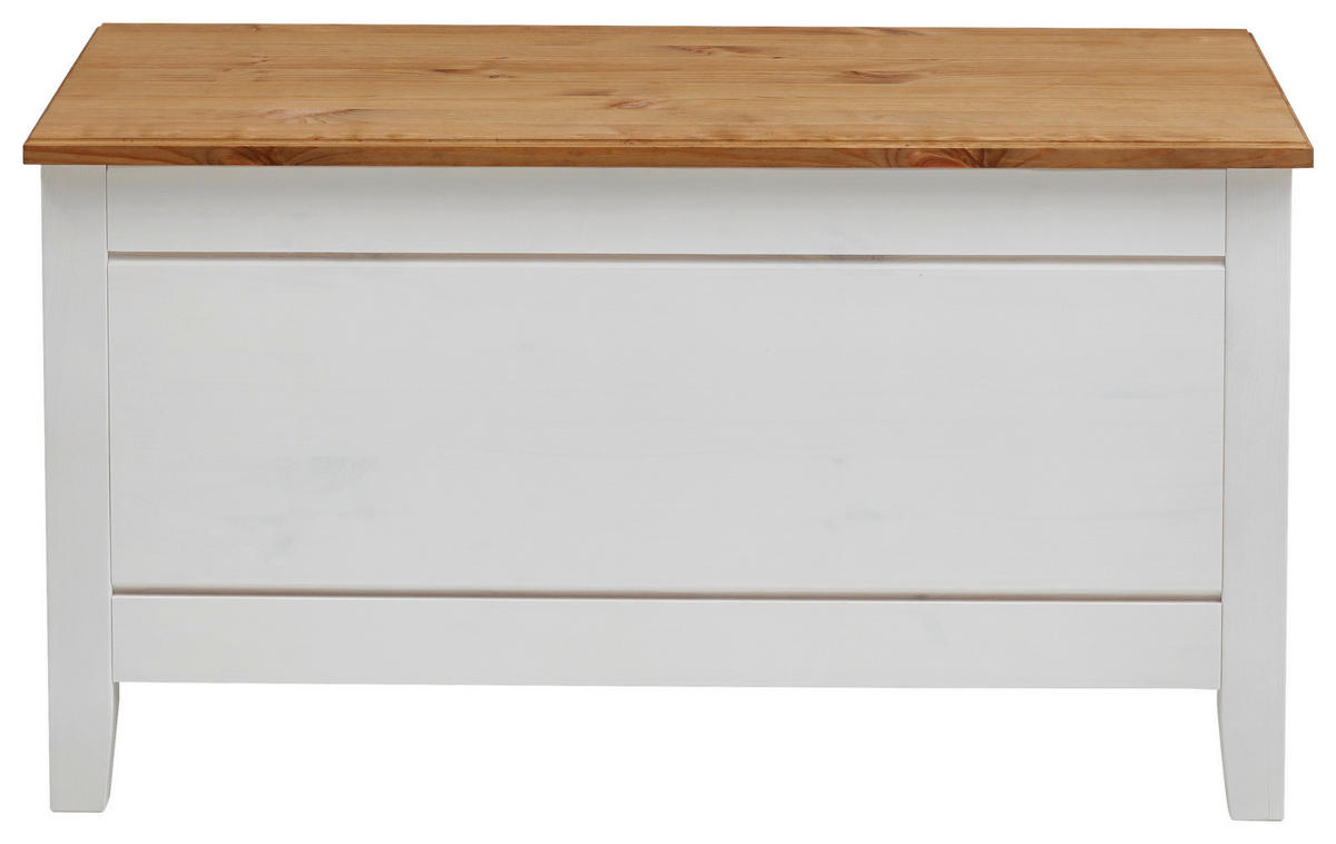 BETTBANK Kiefer Weiß, Laugenfarbig  - Laugenfarbig/Weiß, ROMANTIK / LANDHAUS, Holz (86/47/38cm) - Boxxx