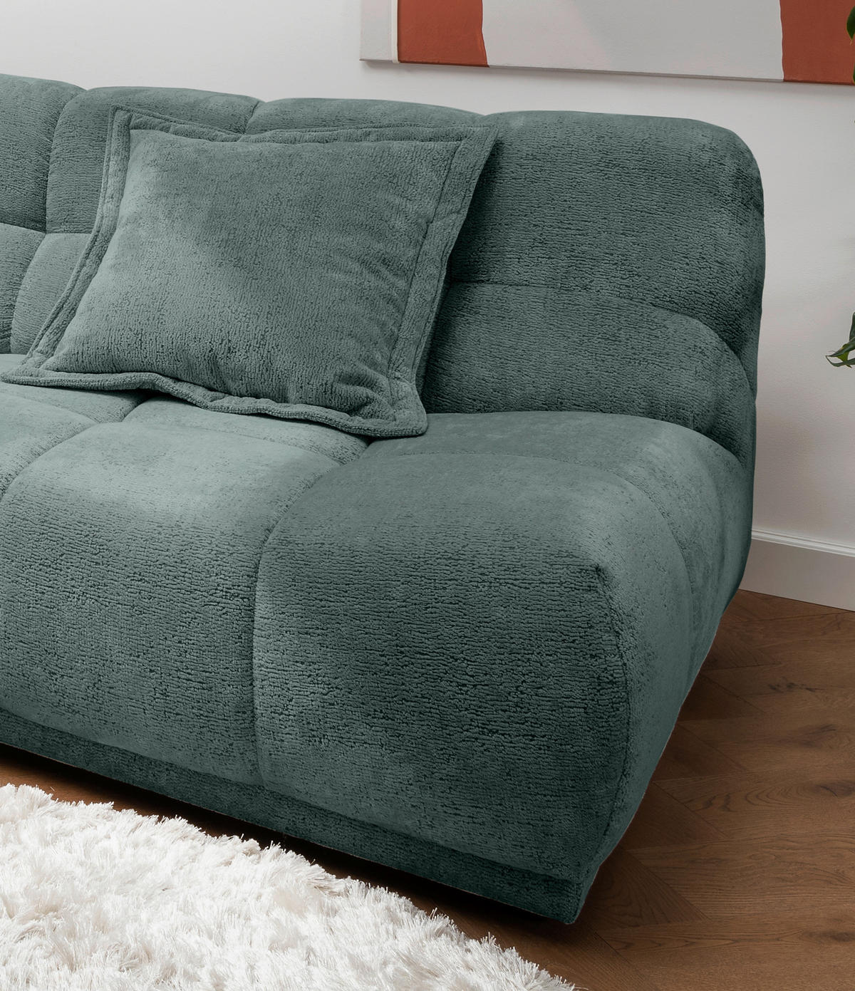 ECKSOFA Chenille Türkis  - Türkis/Schwarz, Modern, Kunststoff/Textil (203/254cm) - Livetastic