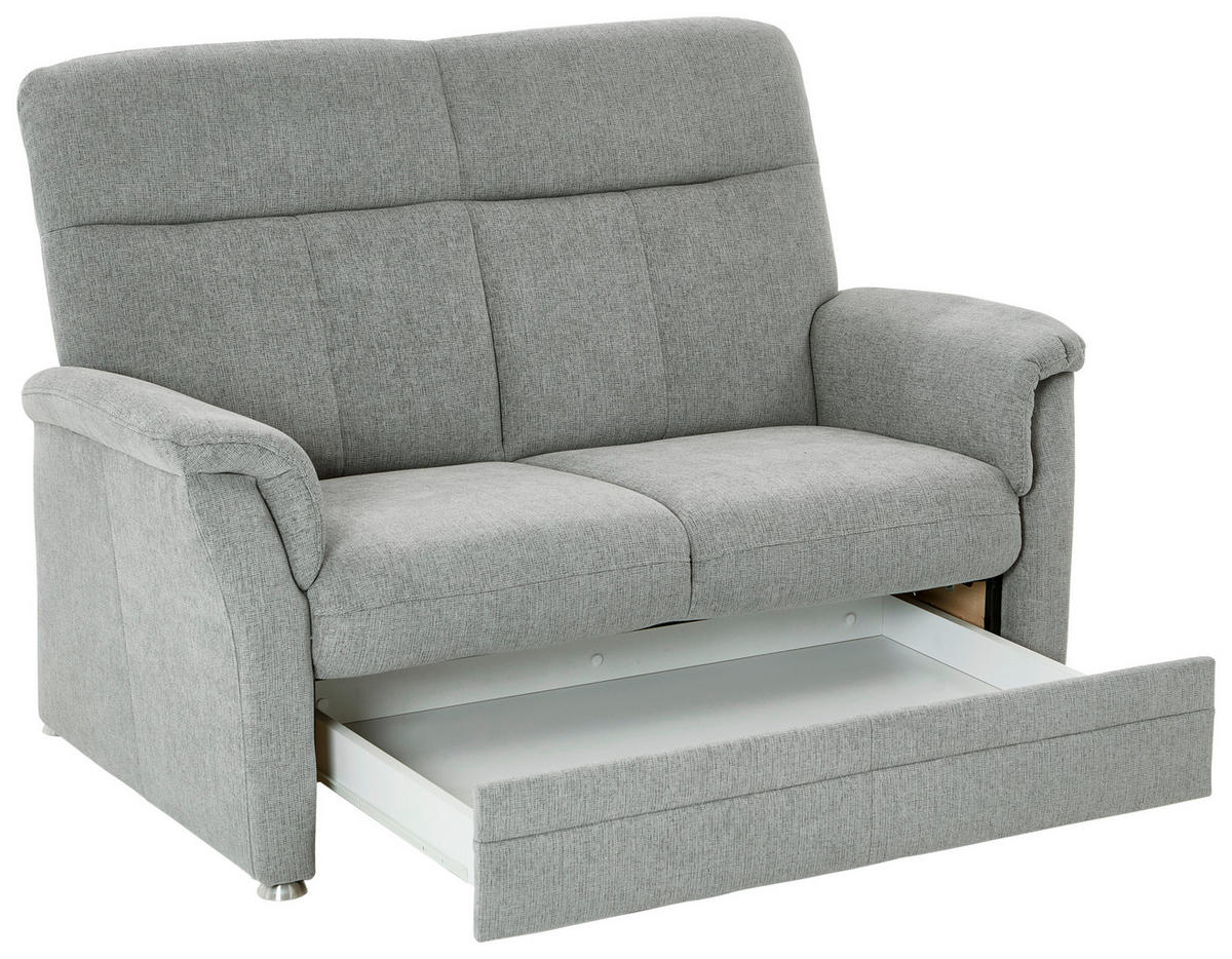 SITZGARNITUR Flachgewebe Hellgrau  - Hellgrau/Alufarben, KONVENTIONELL, Textil/Metall (142-194/100/89cm) - Beldomo Comfort