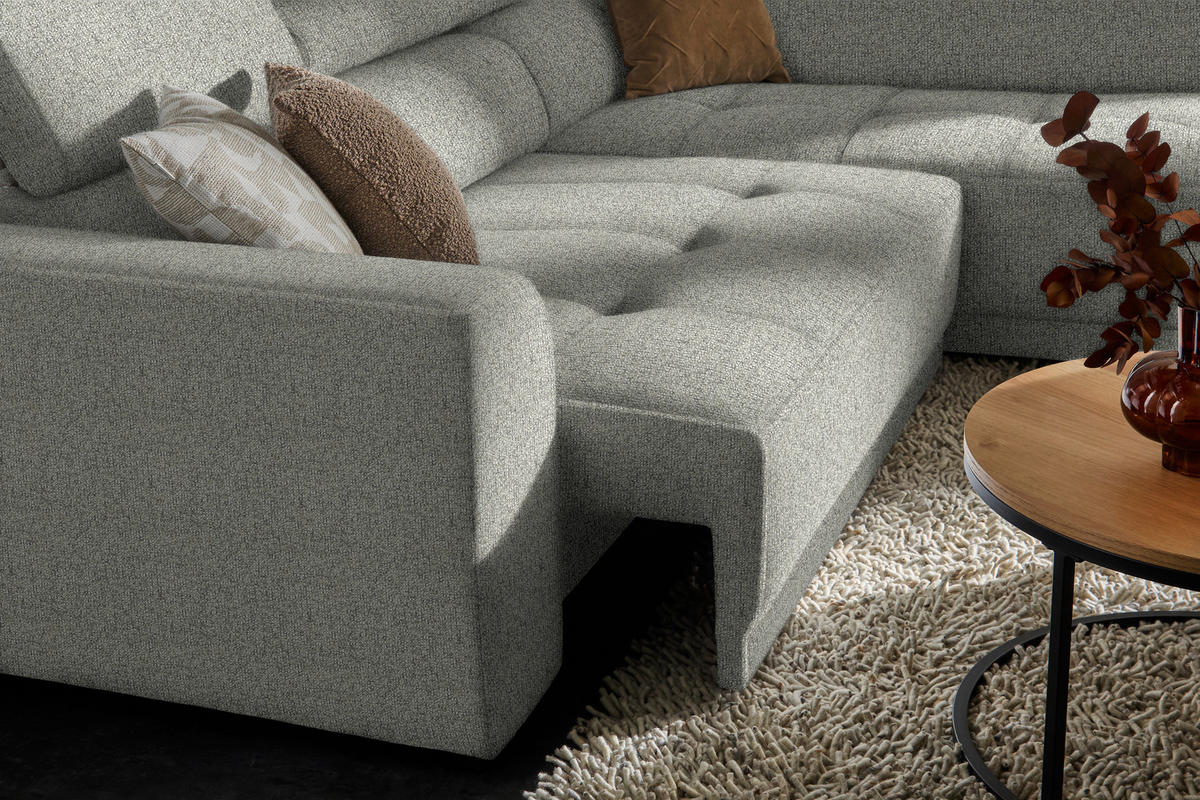 ECKSOFA in Struktur Greige  284/205 cm  - Greige/Schwarz, Design, Kunststoff/Textil (284/205cm) - Xora