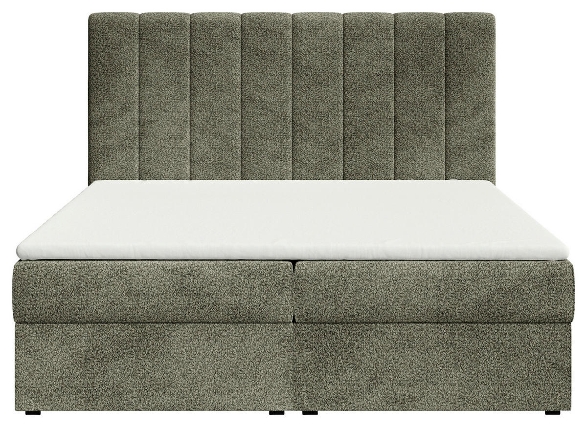 BOXBETT 160/200 cm,  in Grün, Bettkasten, Topper,  - Schwarz/Grün, MODERN, Holz/Kunststoff (160/200cm) - MID.YOU