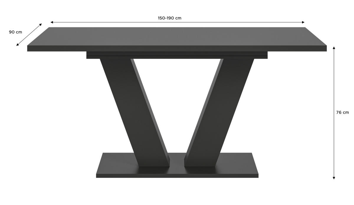 RAZTEGLJIVA MIZA, siva  - siva, Trend, leseni material (150-190/90/75cm)