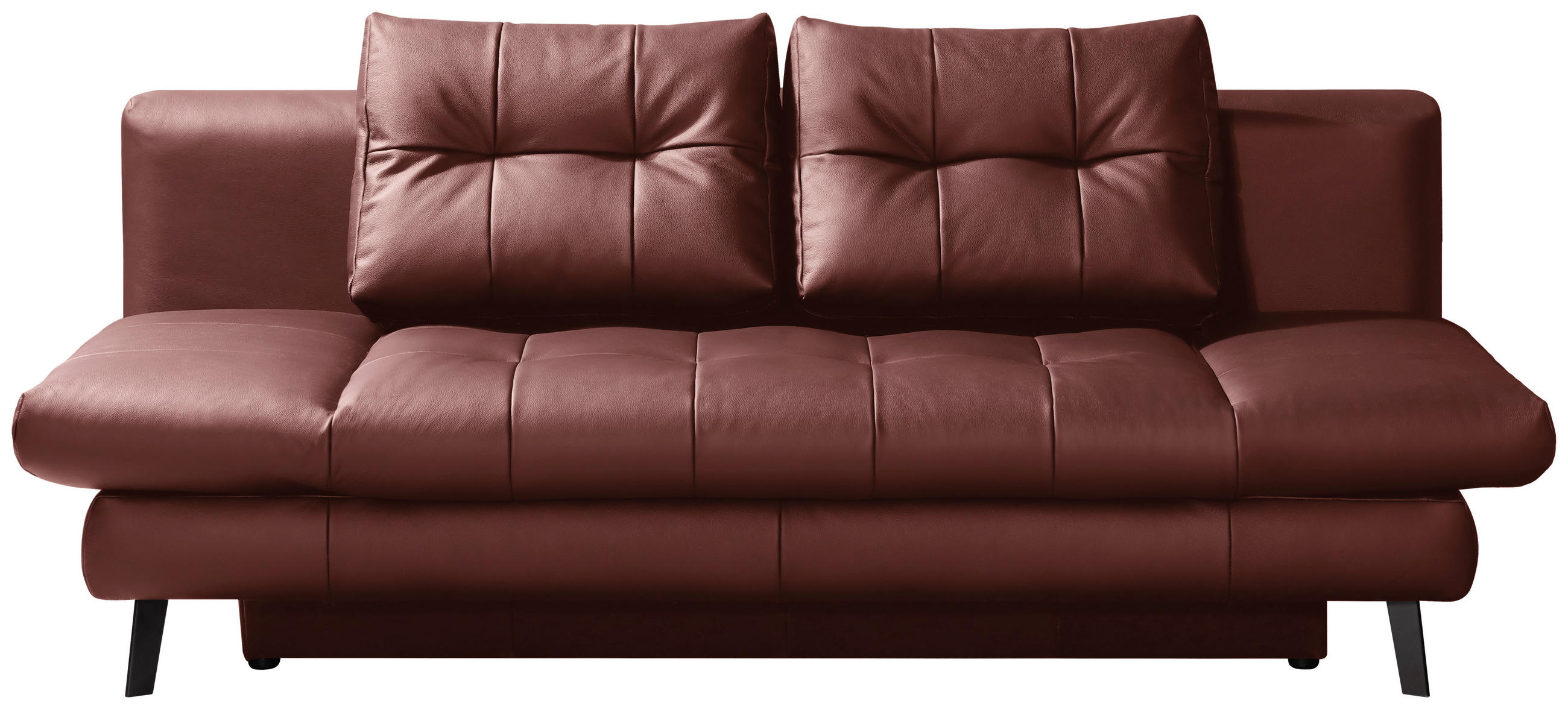SCHLAFSOFA Echtleder Bordeaux  - Bordeaux/Schwarz, Design, Leder/Metall (209/94/94cm) - Novel