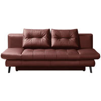 SCHLAFSOFA Echtleder Bordeaux  - Bordeaux/Schwarz, Design, Leder/Metall (209/94/94cm) - Novel