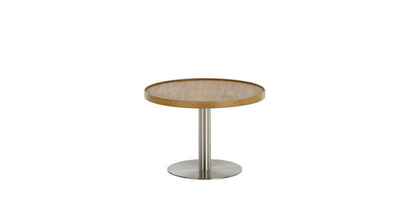 COUCHTISCH in Holz, Metall, Holzwerkstoff 60/60/40 cm - Edelstahlfarben/Eichefarben, Design, Holz/Holzwerkstoff (60/60/40cm) - Novel