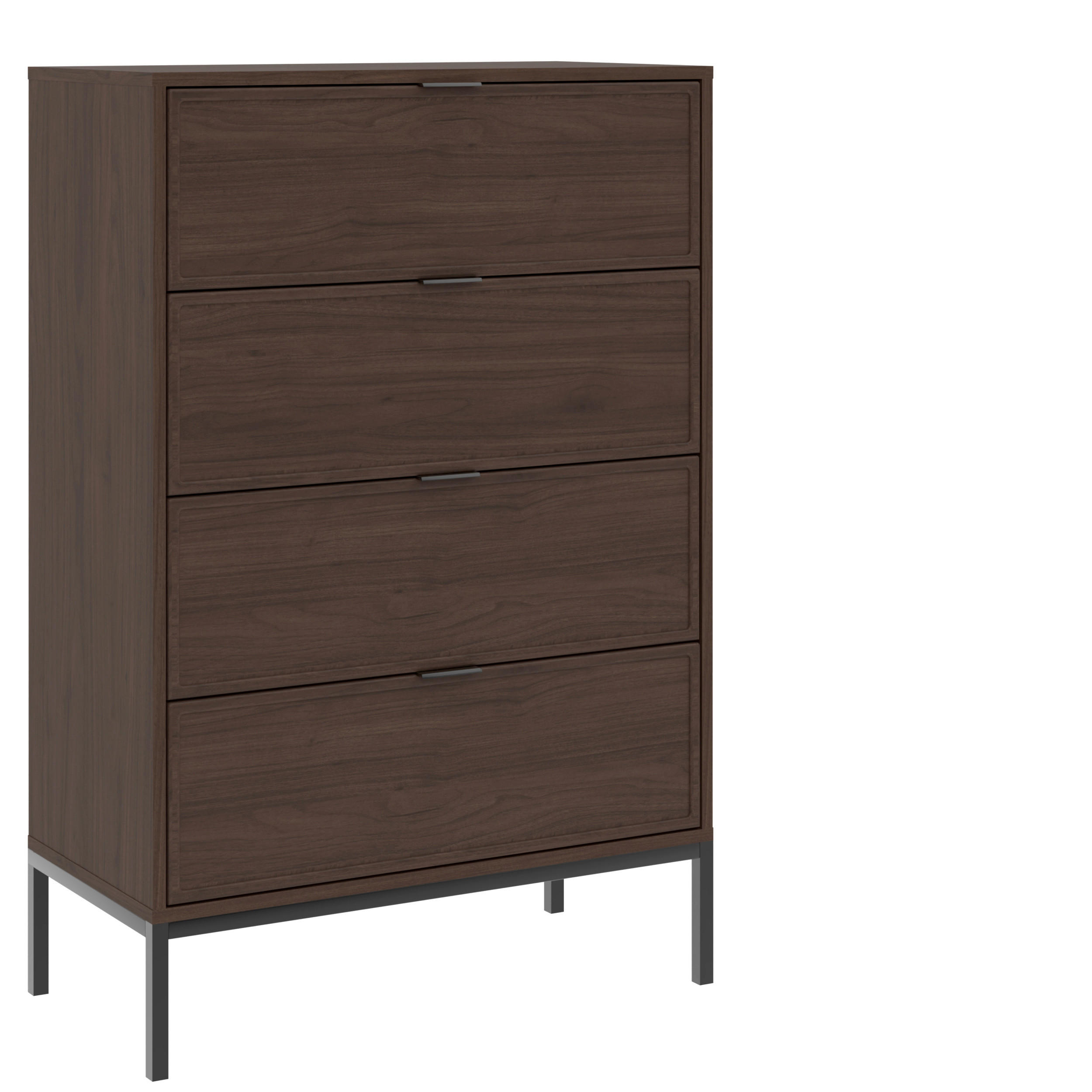 KOMMODE Deco, 75,9/115,5/40 cm, 4 Schublade(n)  - Walnussfarben/Schwarz, Design, Holzwerkstoff/Metall (75,9/115,5/40cm) - MID.YOU