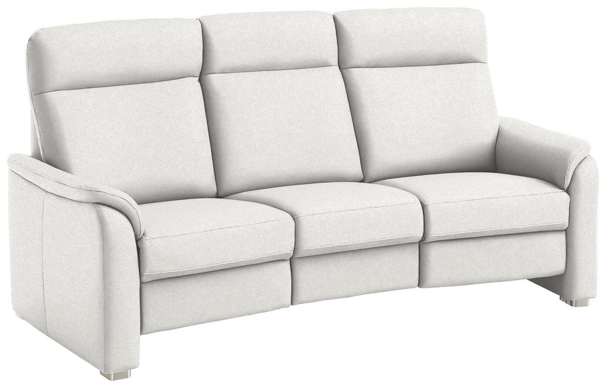 TRAPEZSOFA Flachgewebe Alabasterfarben  - Alabasterfarben/Alufarben, Konventionell, Textil/Metall (218/107/103cm) - Beldomo Comfort