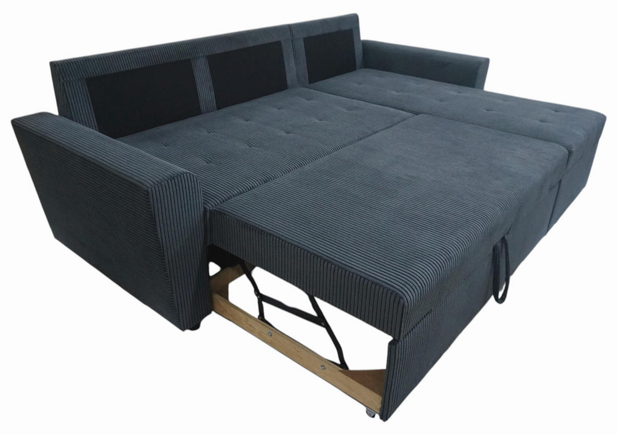 ECKSOFA TERMOLI Anthrazit Cord  - Anthrazit/Schwarz, Design, Kunststoff/Textil (231/155cm) - MID.YOU