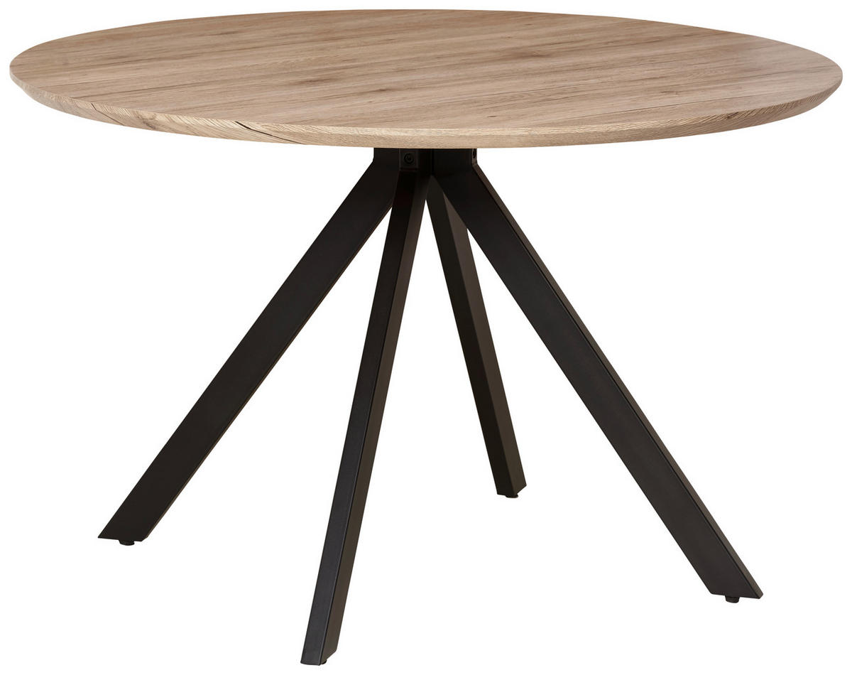 ESSTISCH in Metall, Holzwerkstoff  - Schwarz/Naturfarben, LIFESTYLE, Holzwerkstoff/Metall (120/76/120cm) - Livetastic