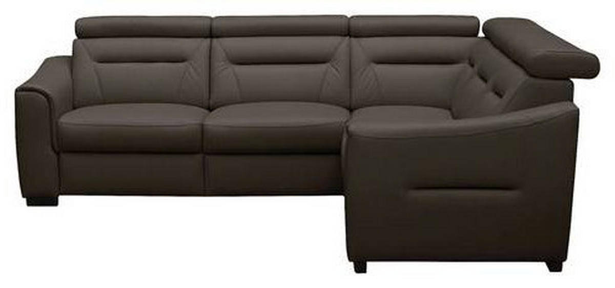ECKSOFA Lederlook Echtleder Dunkelbraun  - Wengefarben/Dunkelbraun, Design, Leder/Holz (260/260cm) - Celina Home