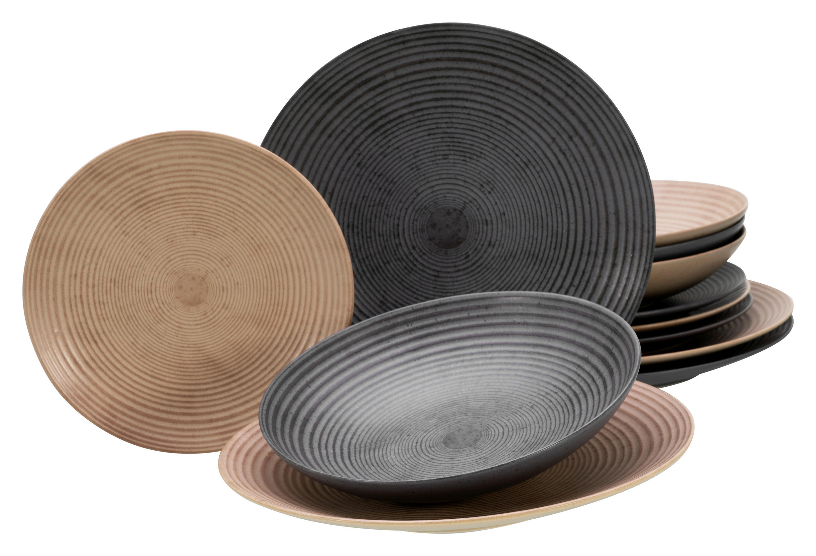JEDÁLENSKÝ SERVIS, pórovina - piesková/antracitová, Basics, keramika (34/30/30,5cm) - Creatable