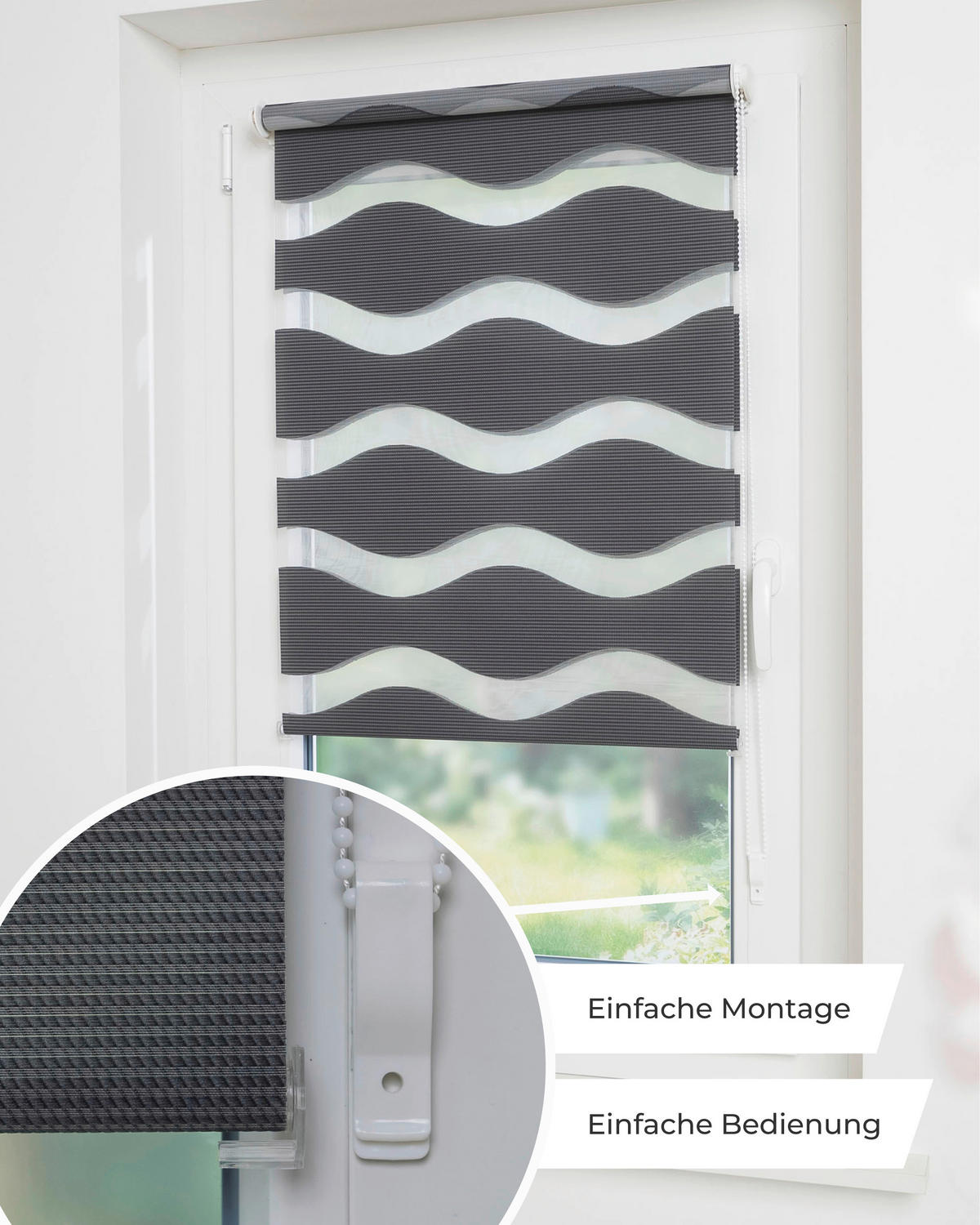 DOPPELROLLO 80/150 cm  - Anthrazit, Basics, Textil (80/150cm) - Schwöller