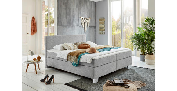 BOXSPRINGBETT 180/200 cm  in Taupe  - Taupe/Chromfarben, KONVENTIONELL, Kunststoff/Textil (180/200cm) - Hom`in