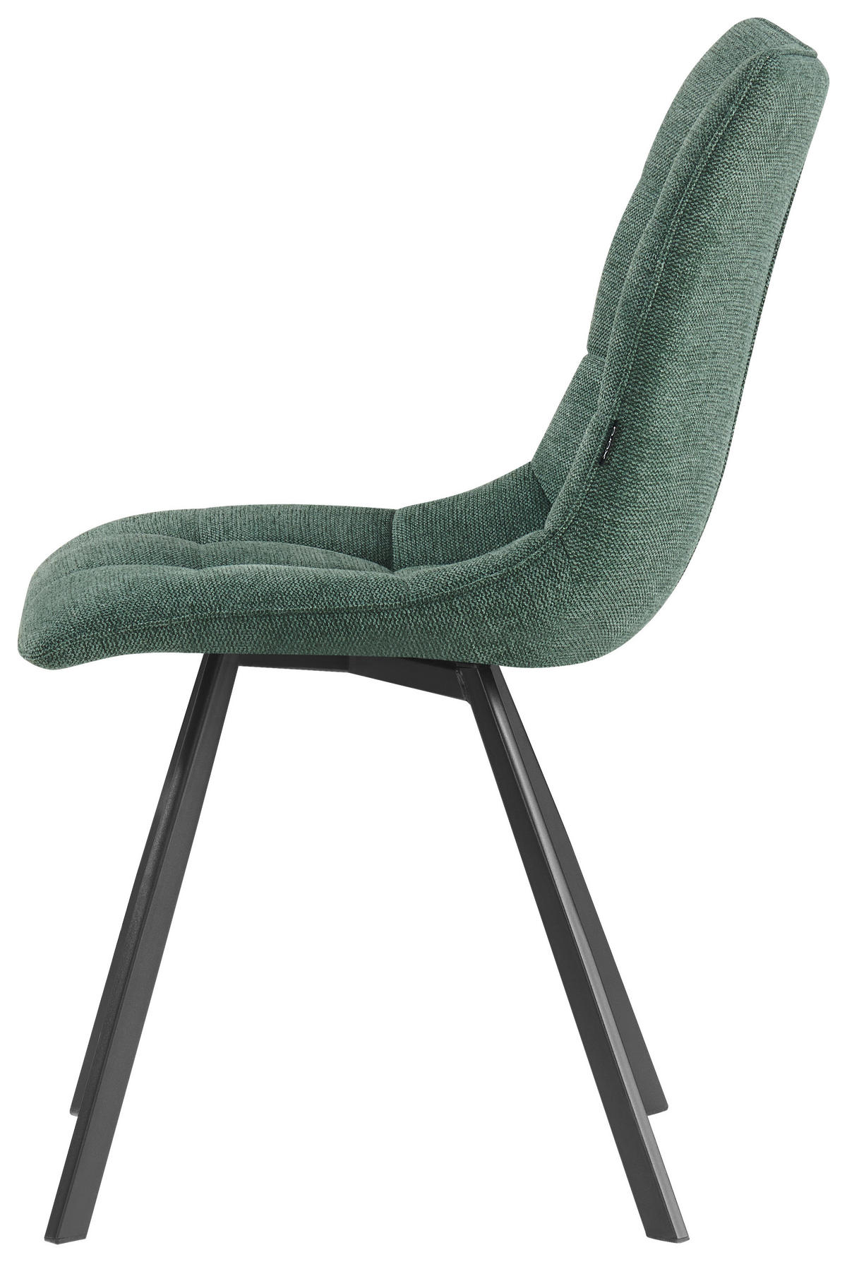 STUHL Leinenoptik Schwarz, Dunkelgrün  - Dunkelgrün/Schwarz, Design, Textil/Metall (47/86/61cm) - Xora