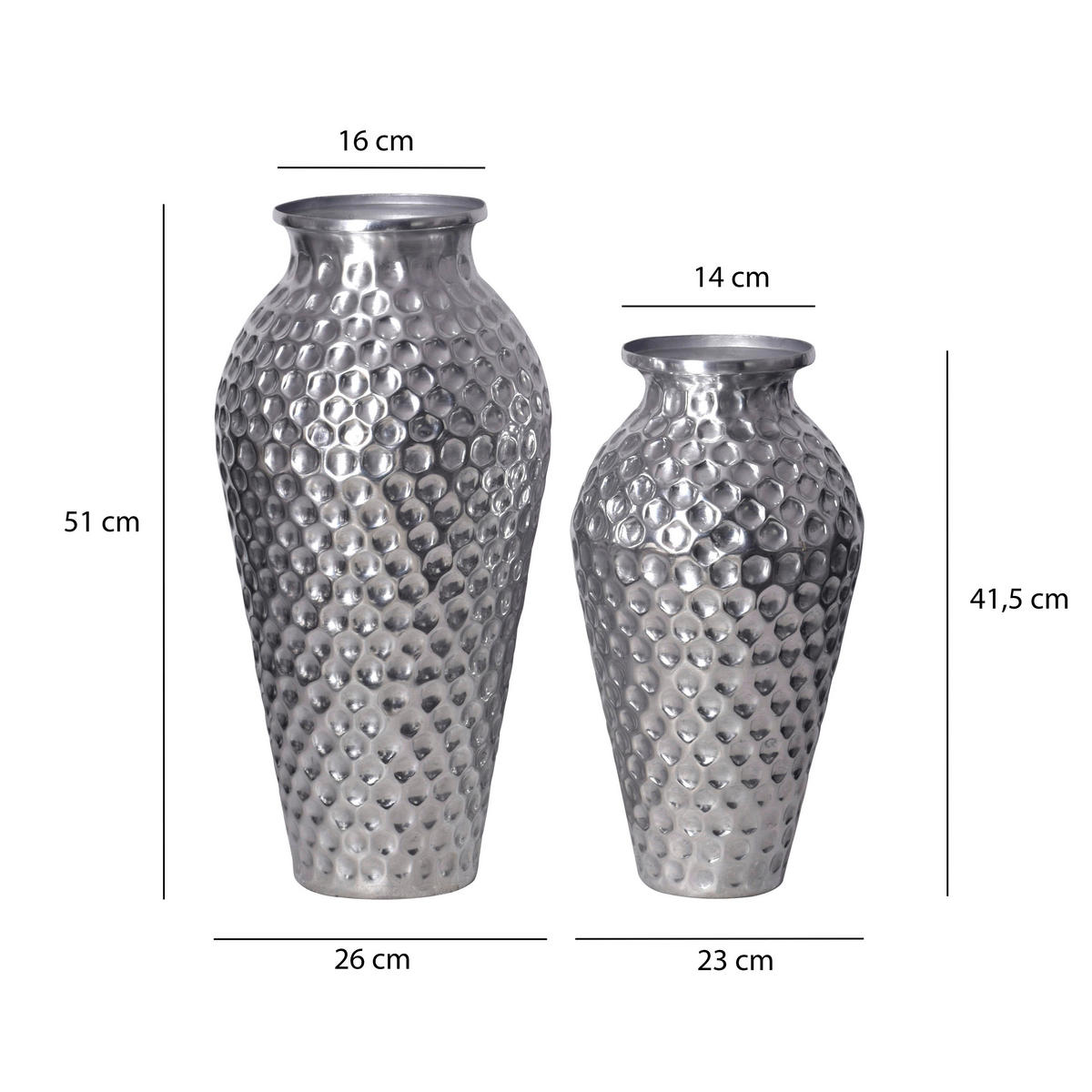 DEKOVASE  - Silberfarben, Design, Metall (26/51/26cm) - Livetastic