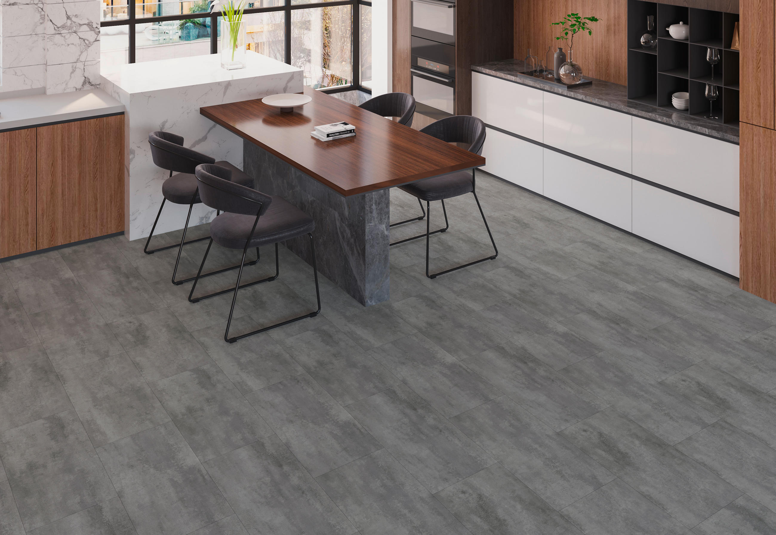 DESIGNBODEN FIXED  per  m² - Grau, Basics, Kunststoff (60.96/30.48/0.25cm)