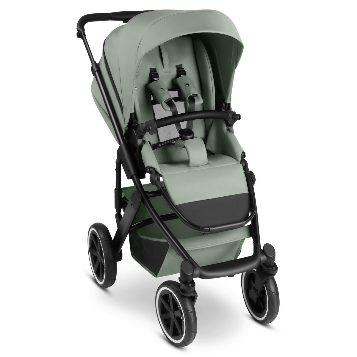 KINDERWAGENSET  Salsa 5 Air Set  Pine  - Pastellgrün/Schwarz, Basics, Textil/Metall (63/118/95,5cm) - ABC Design