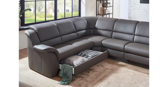 ECKSOFA Grau Echtleder  - Schwarz/Grau, KONVENTIONELL, Leder/Kunststoff (260/324cm) - Cantus