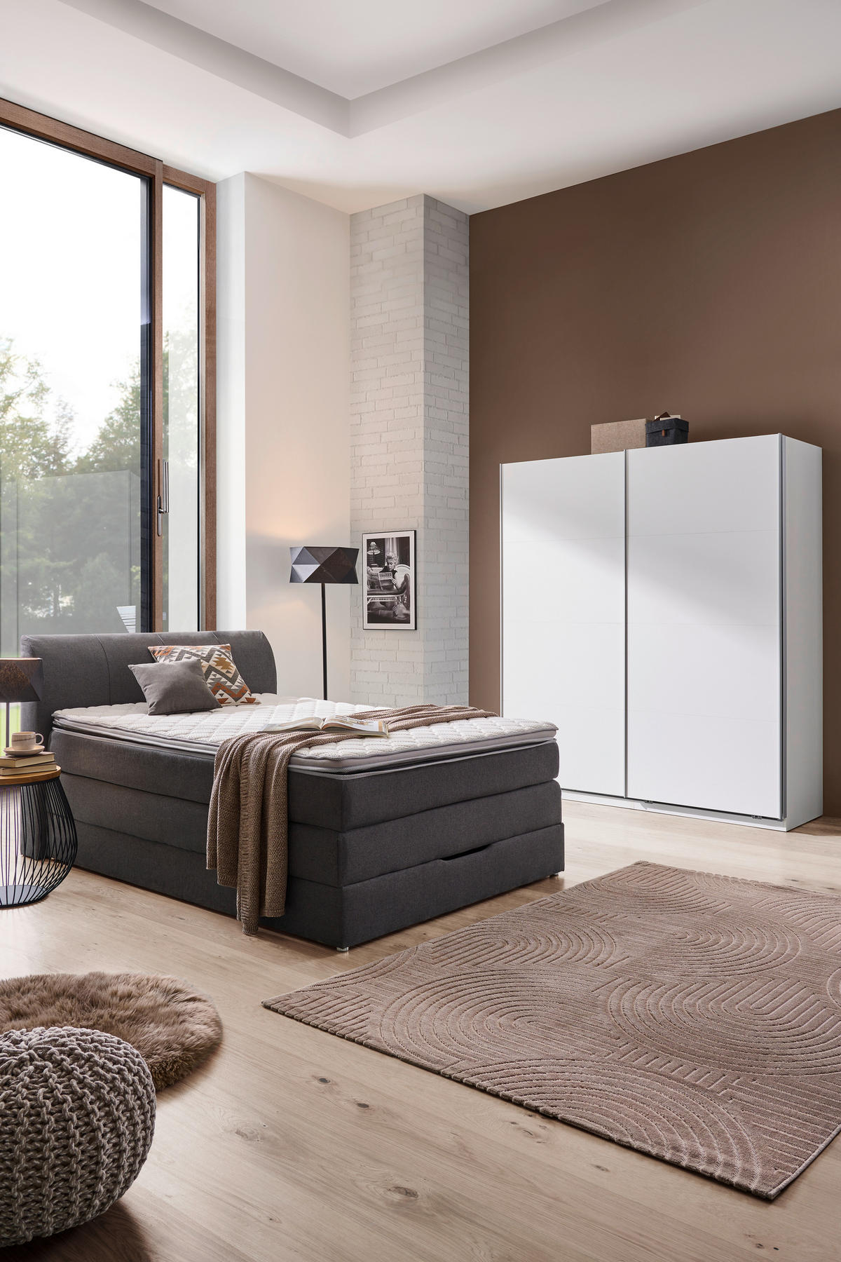 BOXSPRINGBETT 140/200 cm  in Anthrazit  - Anthrazit, KONVENTIONELL, Textil (140/200cm) - Carryhome