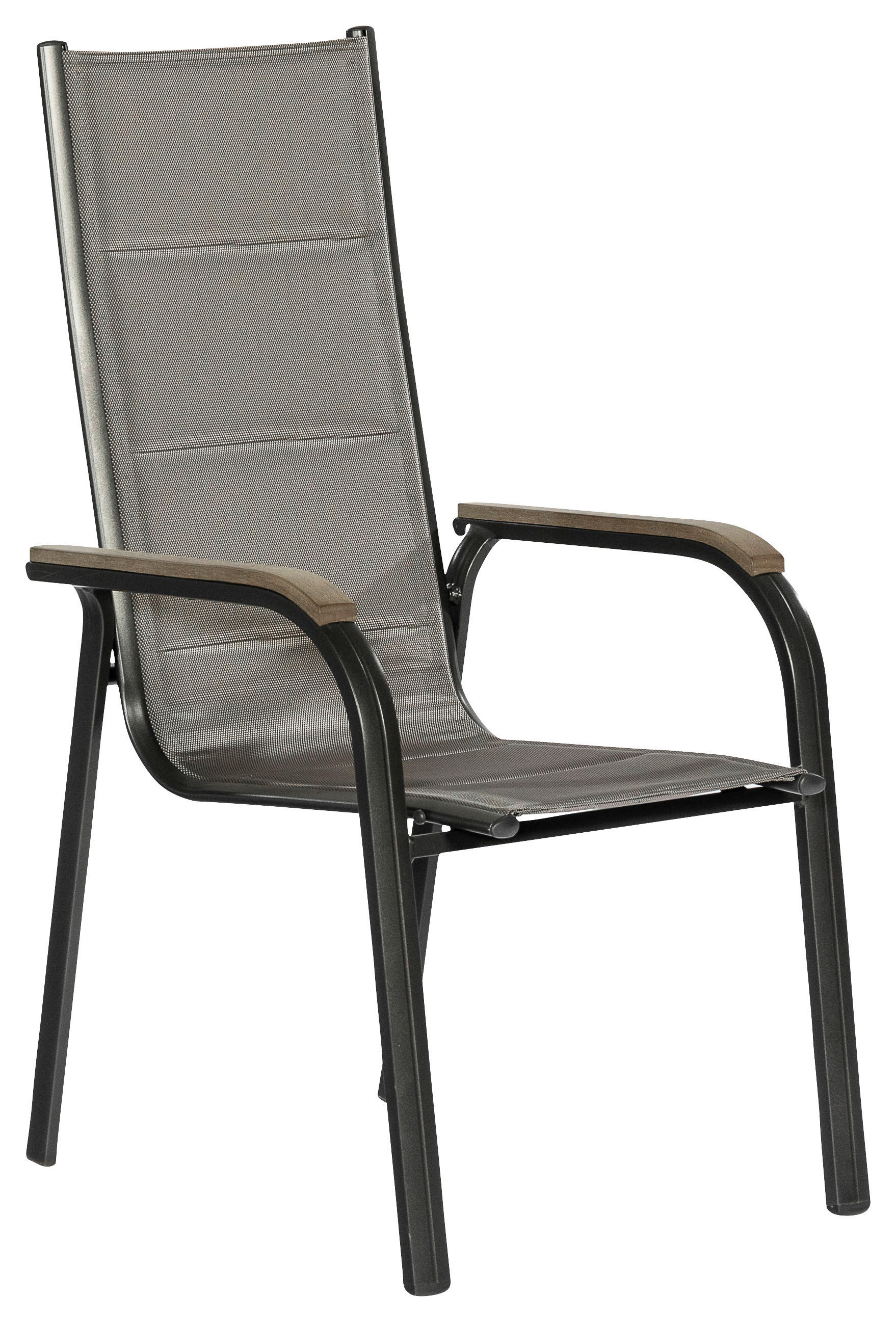 STAPELSESSEL Aluminium Braun, Graphitfarben  - Graphitfarben/Braun, KONVENTIONELL, Textil/Metall (60/108/74cm) - Gardenson