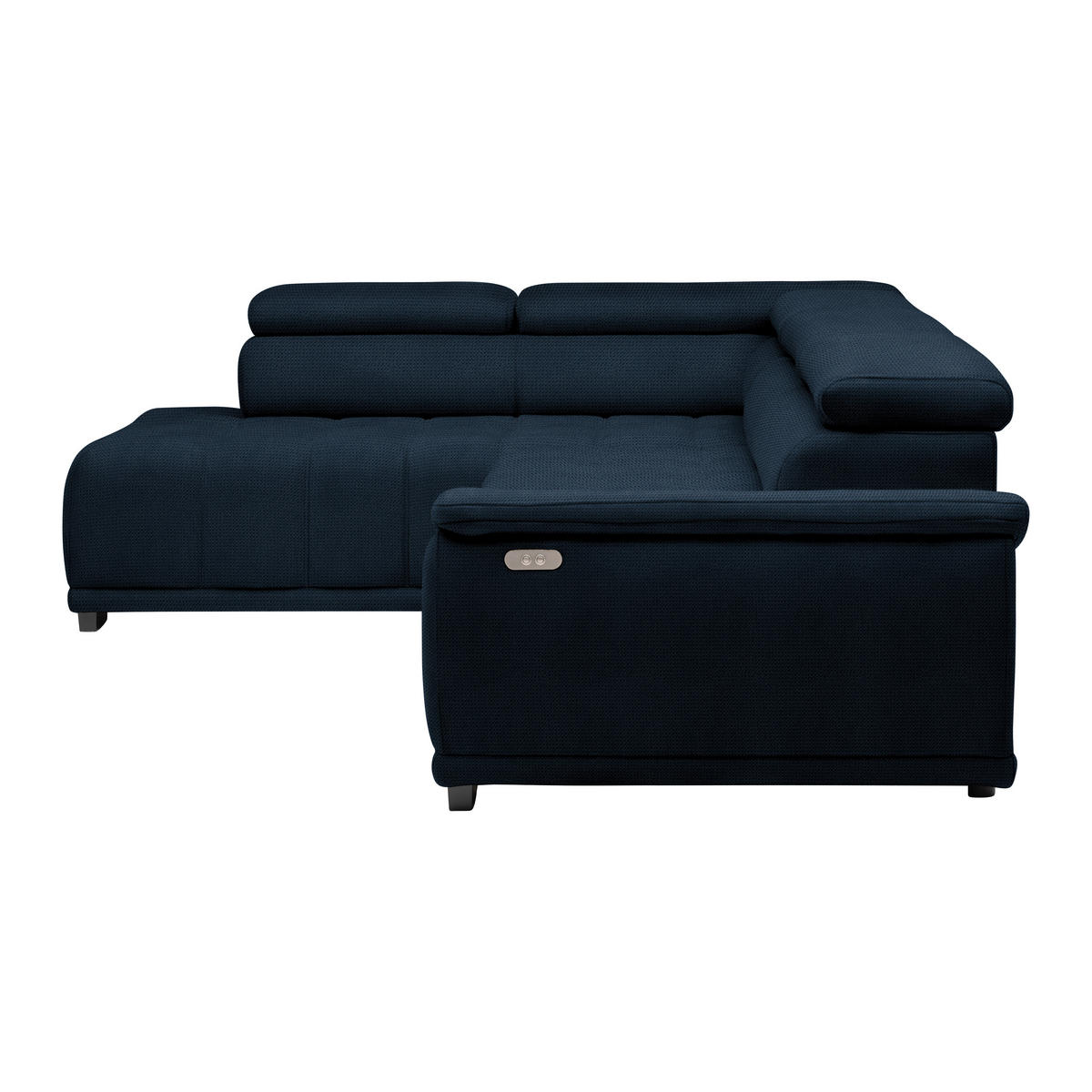 HÖRNSOFFA i chenille, vävt tyg mörkblå  - svart/mörkblå, Modern, textil/plast (106/283cm) - MID.YOU