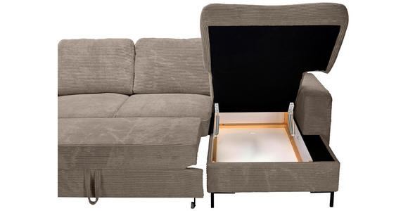 WOHNLANDSCHAFT Taupe Cord  - Taupe/Schwarz, KONVENTIONELL, Textil/Metall (197/303/148cm) - Carryhome