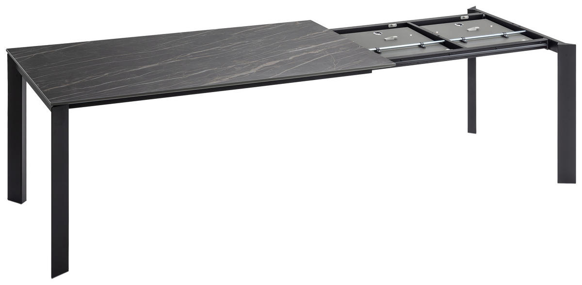 ESSTISCH in Metall, Keramik 160-250/90/75 cm  - Schwarz/Grau, Design, Keramik/Metall (160-250/90/75cm) - Novel