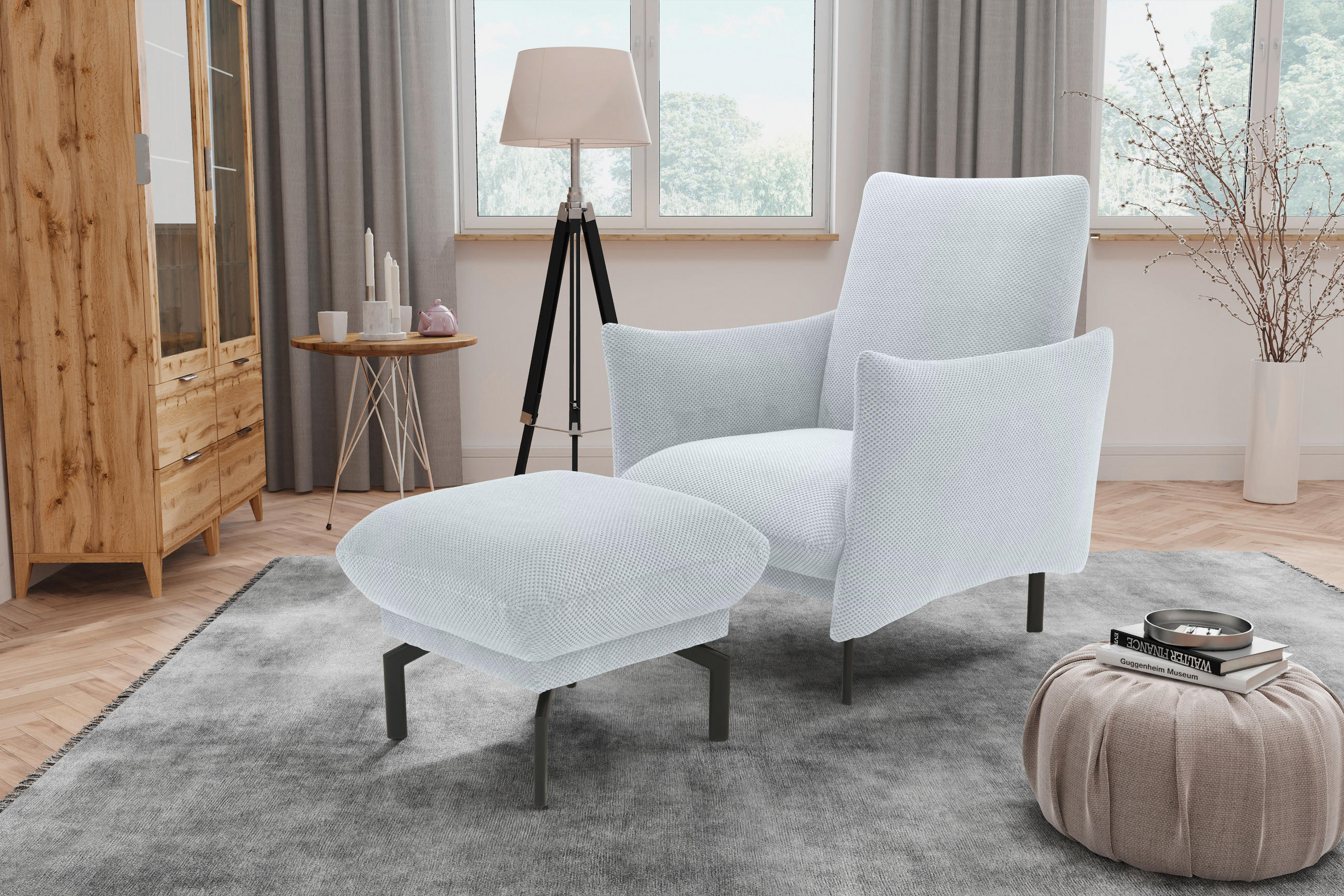 SESSEL Mikrofaser Silberfarben    - Silberfarben/Schwarz, Design, Textil/Metall (85/102/95cm) - MID.YOU