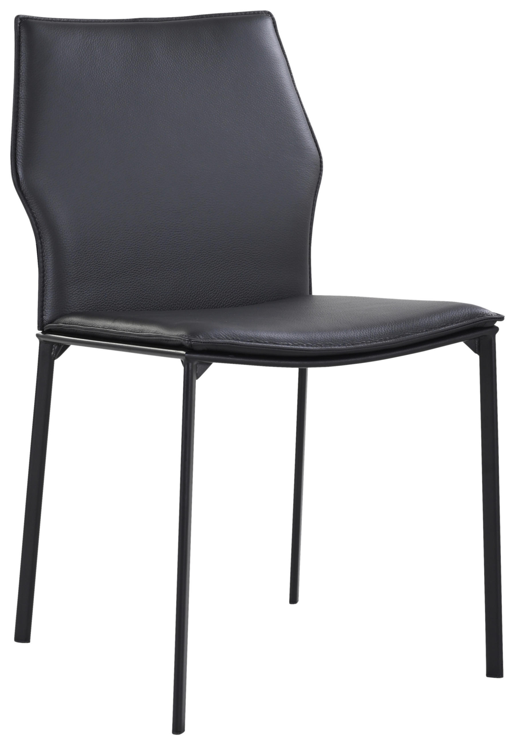 STUHL Echtleder Schwarz  - Schwarz, Design, Leder/Metall (48/85/57,5cm) - Novel