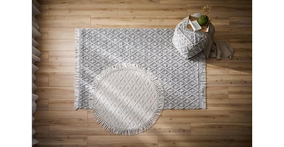 HANDWEBTEPPICH 160 cm Sylt Silberfarben, Beige  - Beige/Silberfarben, Natur, Textil (160cm) - Linea Natura